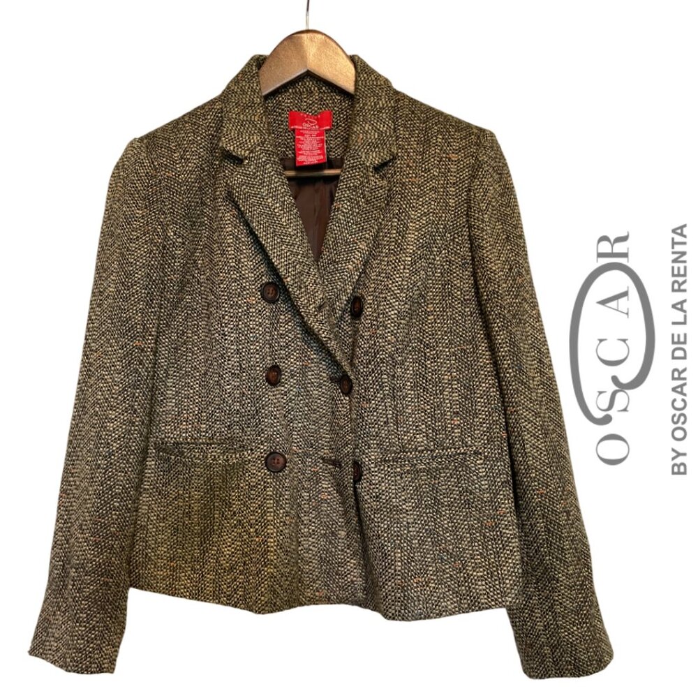 O by Oscar De La Renta | Blazer, Brown Tweed, Size 6P